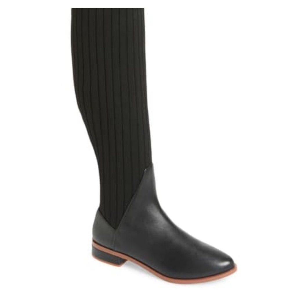 Kelsi Dagger Black Tall Chelsea Rain Boot with Brown Sole Trim
